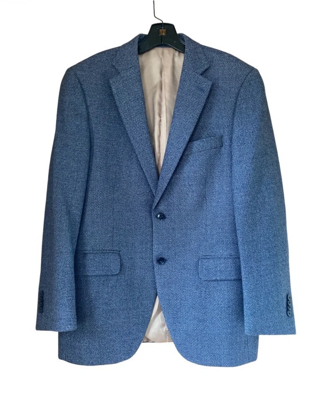 PETER MILLAR Blue Micro-Check Wool Silk Sport Coat Blazer Jacket Mens 38R